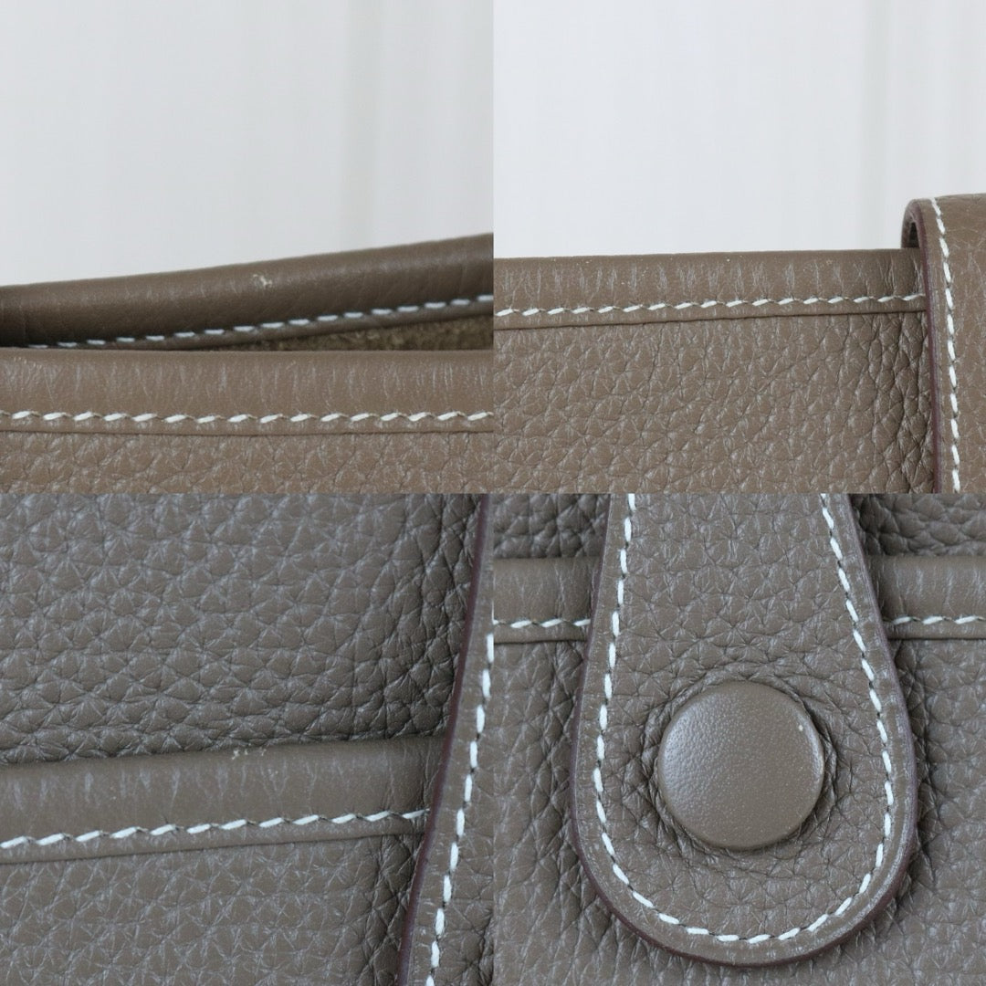 Include Entrupy Certificate of Authenticity｜Very Good ( Rank A)｜ HERMES TC Leather  Evelyne 29 Shoulder Bag Gray Q Stamp Made In 2013Year｜W26071702
