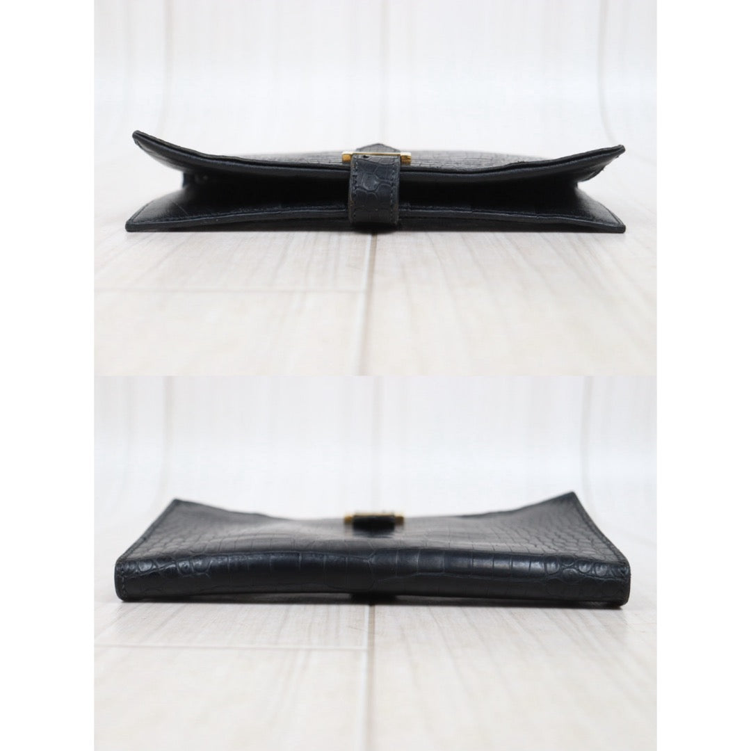 Good ( Rank AB)｜ HERMES Bearn Black Crocodile skin Long Wallet 〇V Stamp Made In 1992Year｜25112604