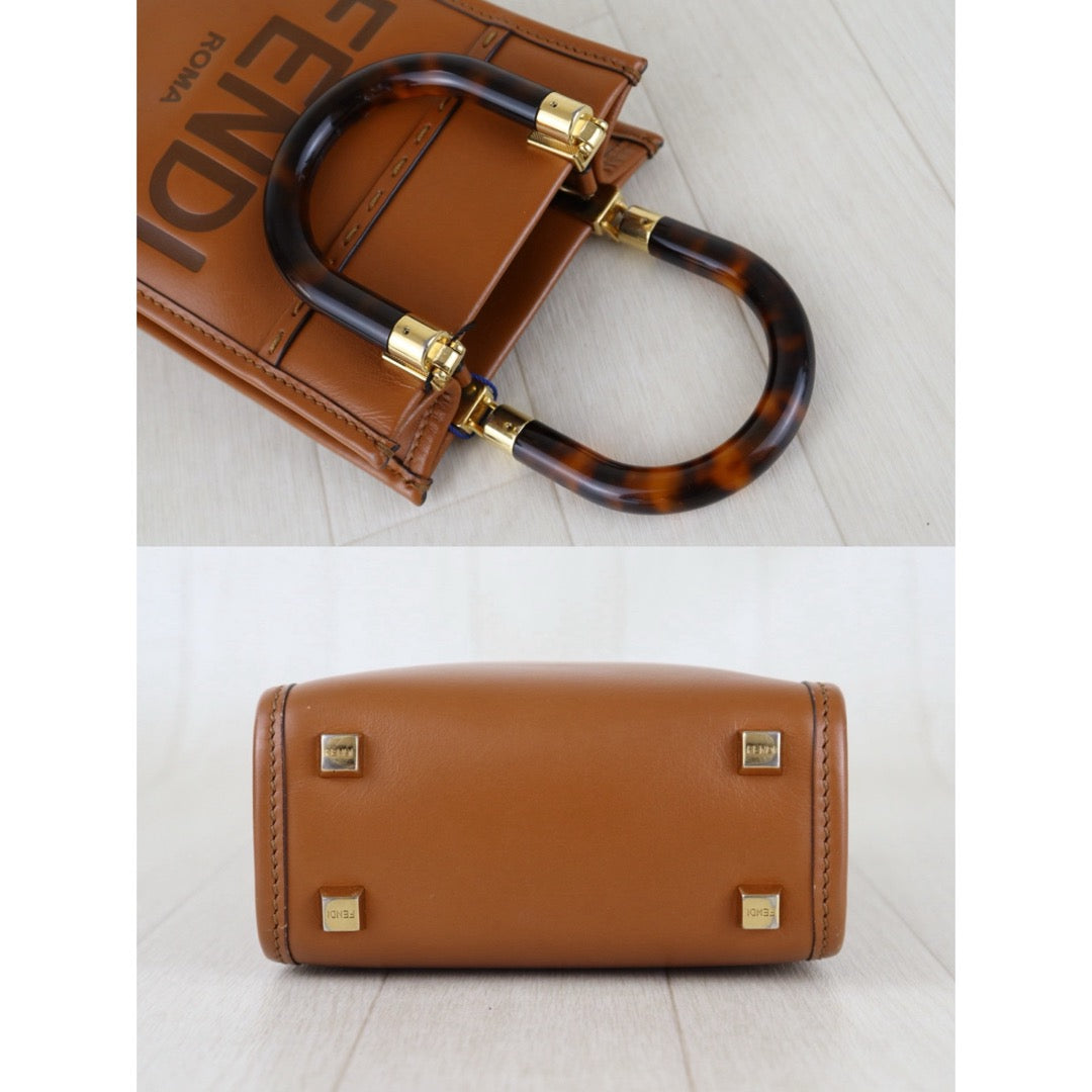 Include Entrupy Certificate of Authenticity｜Good ( Rank AB)｜ FENDI Mini Sunshine Shopper Hand Bag Shoulder Bag Brown｜S26090715