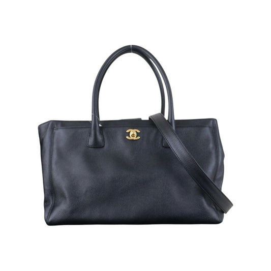 Include Entrupy Certificate of Authenticity｜Good ( Rank AB)｜ CHANEL Matrasse Caviar Skin Black Cerf Tote 35 Shoulder Bag Made In 2013-2014 Year｜S26101105
