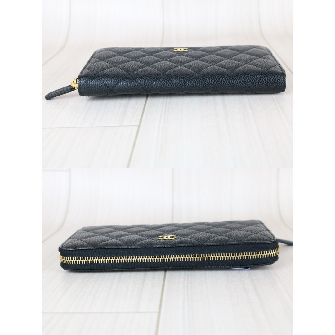 Excellent（Rank SA）｜Chanel Caviar Skin Black Long  Wallet Made In 2014-2015Year ｜X25101802