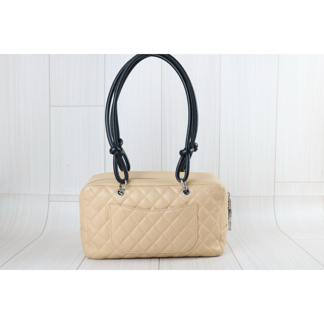 Include Entrupy Certificate of Authenticity｜Good ( Rank AB)｜CHANEL Cambon Ligne Bowler Tote Bag Beige Made In 2004～2005Year｜S26080107
