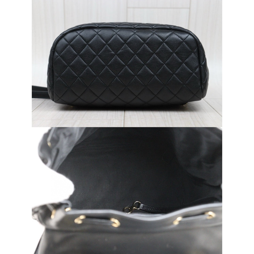Very Good ( Rank A) ｜ CHANEL Calf Leather Chain Backpack Black Made in 2019 Year｜S25012701