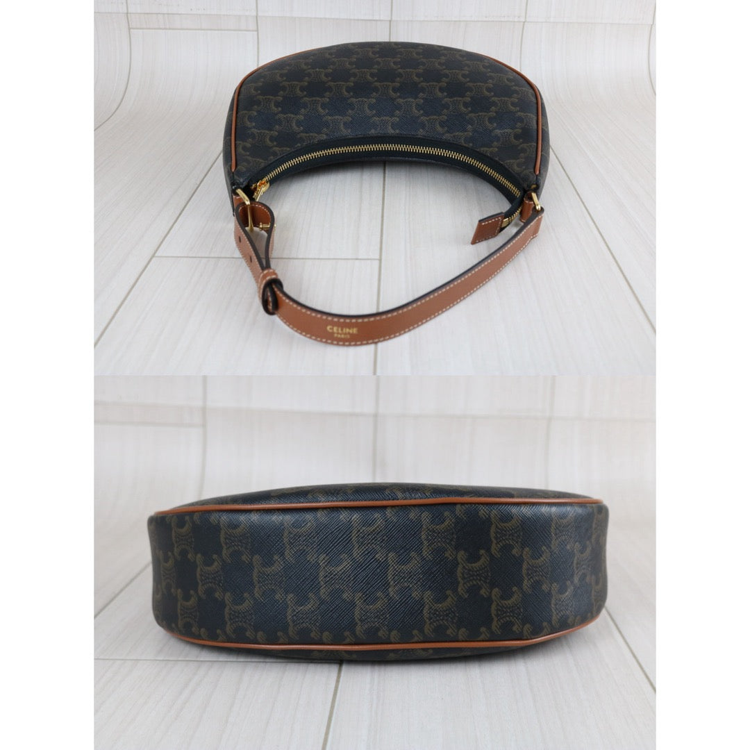 Include Entrupy Certificate of Authenticity｜Excellent（Rank SA）｜ CELINE AVA Macadam Triomphe Calf Leather Shoulder Bag ｜S26070301