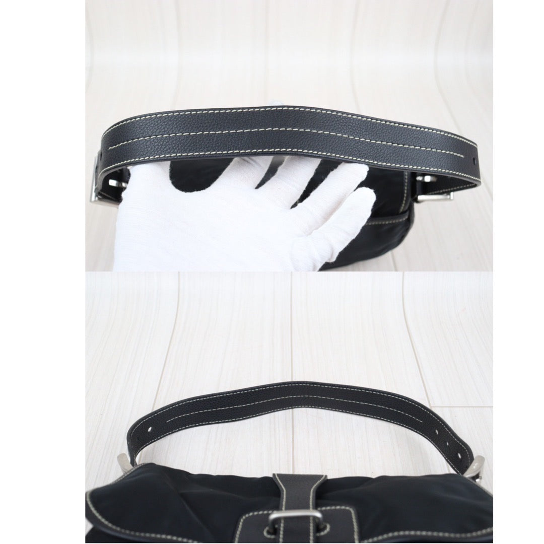 Rank A｜Prada Nylon Shoulder Bag Black｜Q24032614