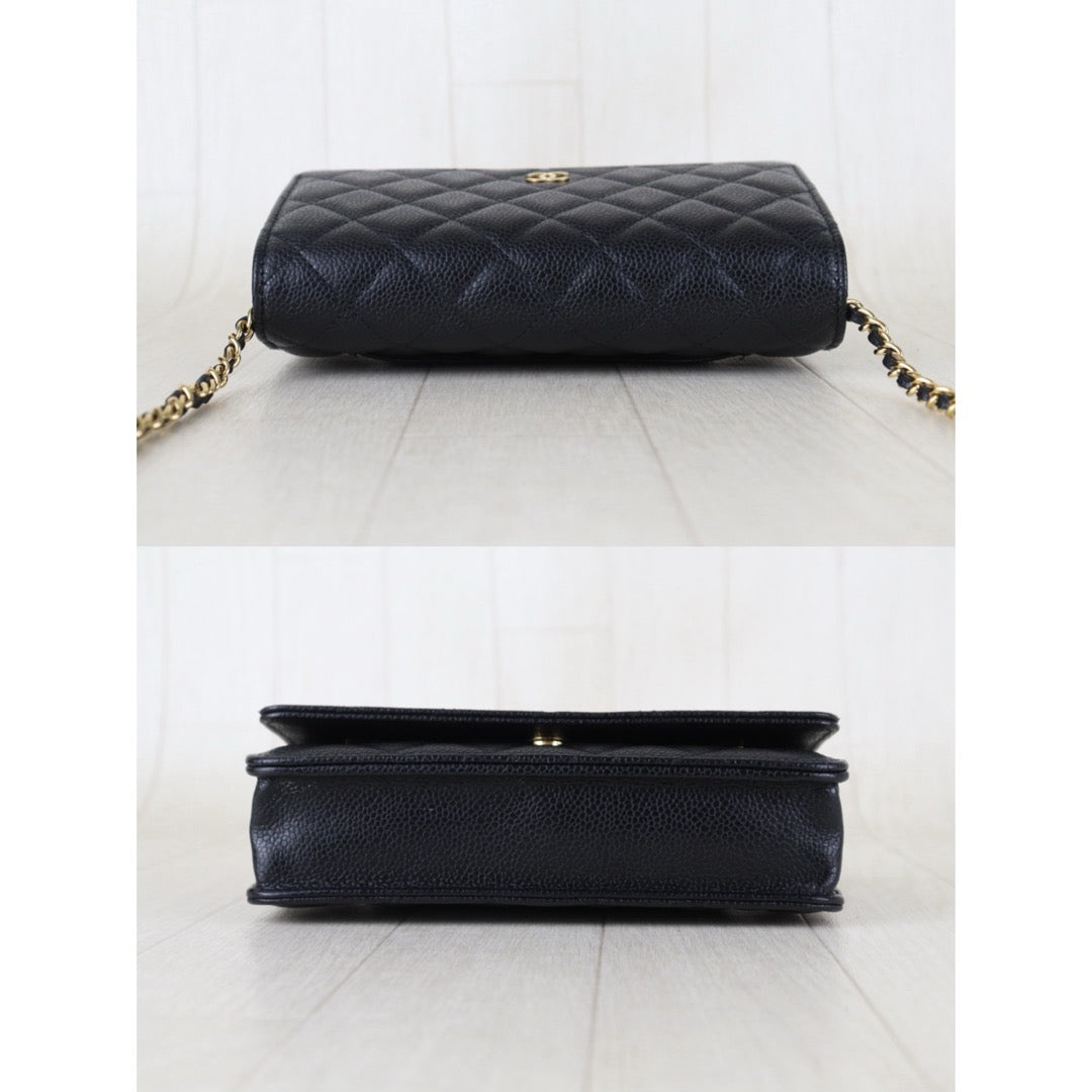 Include Entrupy Certificate of Authenticity｜Very Good ( Rank A)｜CHANEL Caviar Skin WOC Chain Bag Black  IC Chips ｜S26090703