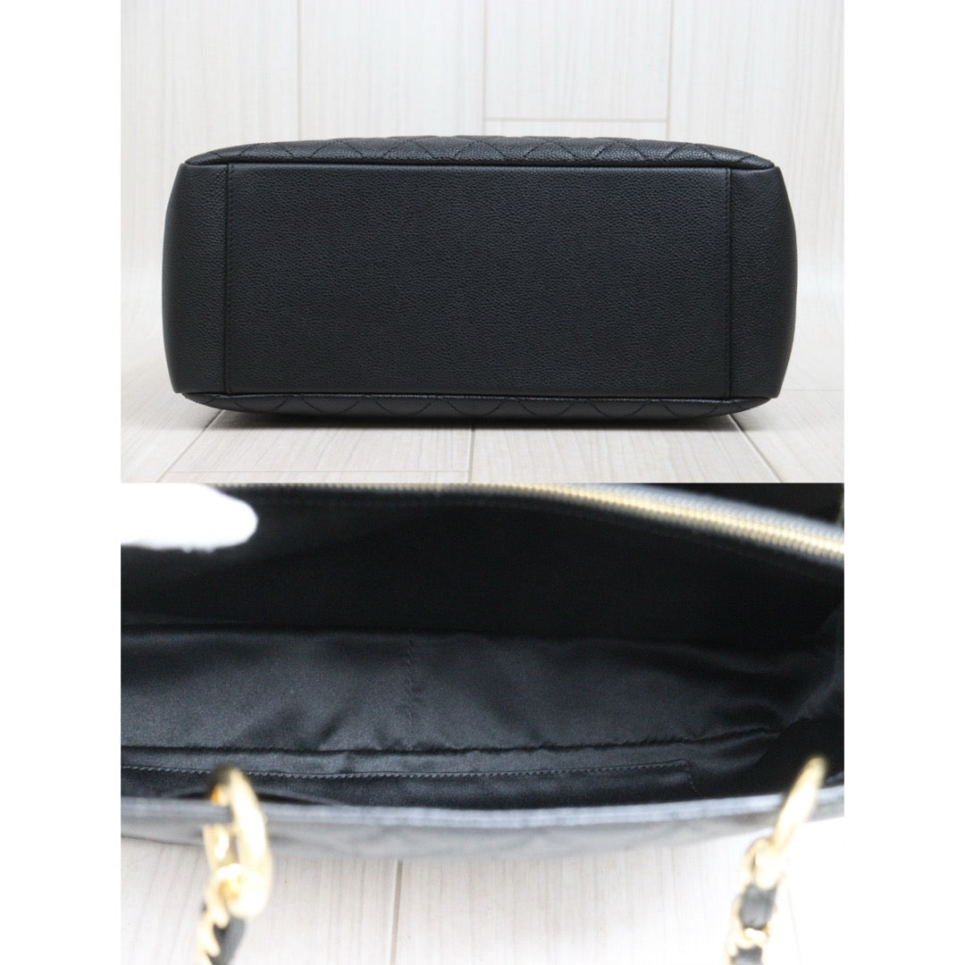 Very Good ( Rank A) ｜ CHANEL Caviar Skin Matrasse Chain GST Tote Bag  Black  Made In 2013-2014Year｜S26020104