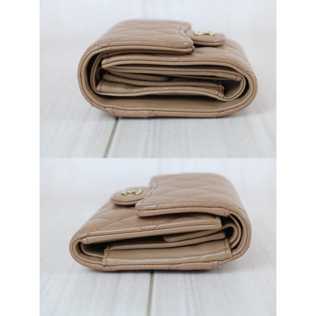 Include Entrupy Certificate of Authenticity｜Good ( Rank AB)｜Chanel Caviar Skin Nude Brown  Wallet IC Chips Model ｜S26072535