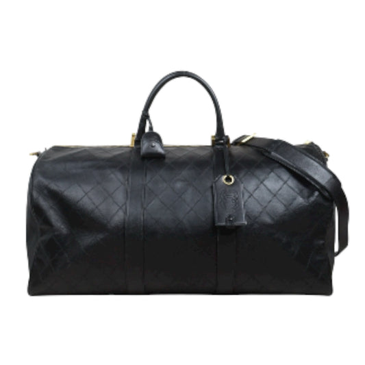 Good ( Rank AB)｜ CHANEL Calf Leather Vintage Boston Travel Bag 60 with Shoulderstrap Black Made In 1989- 1991Year｜S25110407