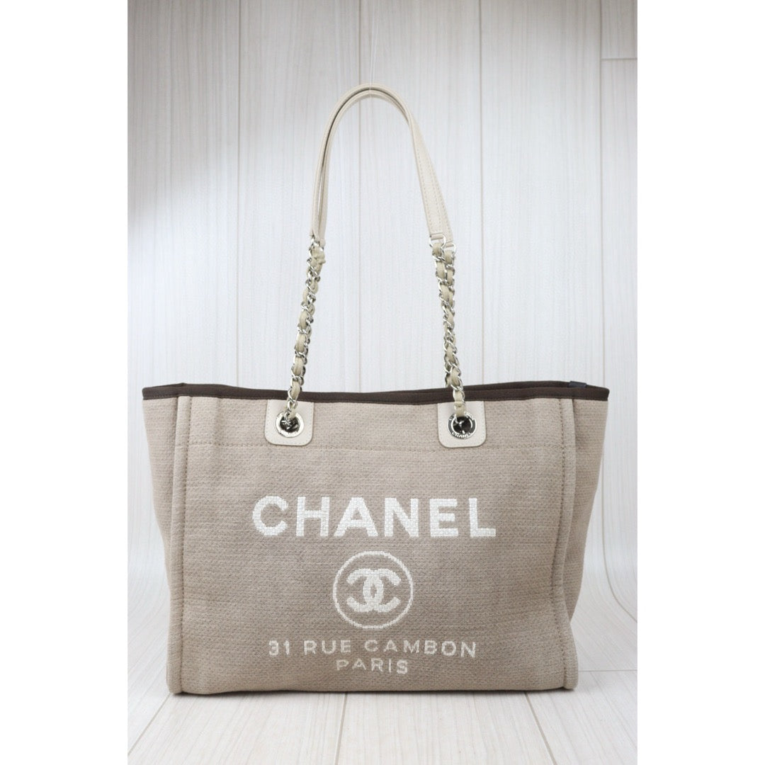 Good ( Rank AB) ｜ CHANEL Canvas Tote Bag Brown Beige  Made In 2012-2013 Year｜V24080606