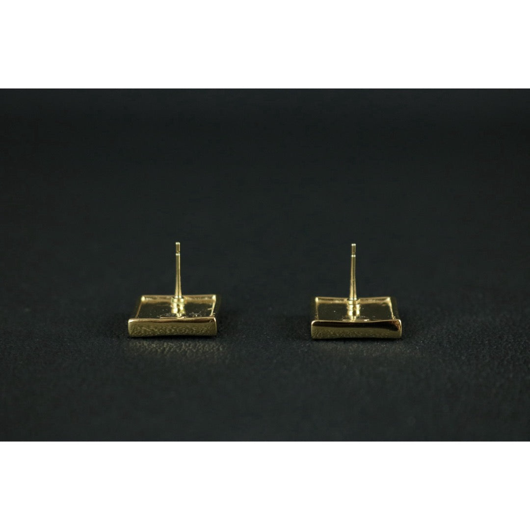 Include Authentic Detective Certificate of Authenticity｜Very Good ( Rank A) ｜CHANEL B23S Coco Mark Leather Block Earrings Made In 2023 Year ｜S26080109