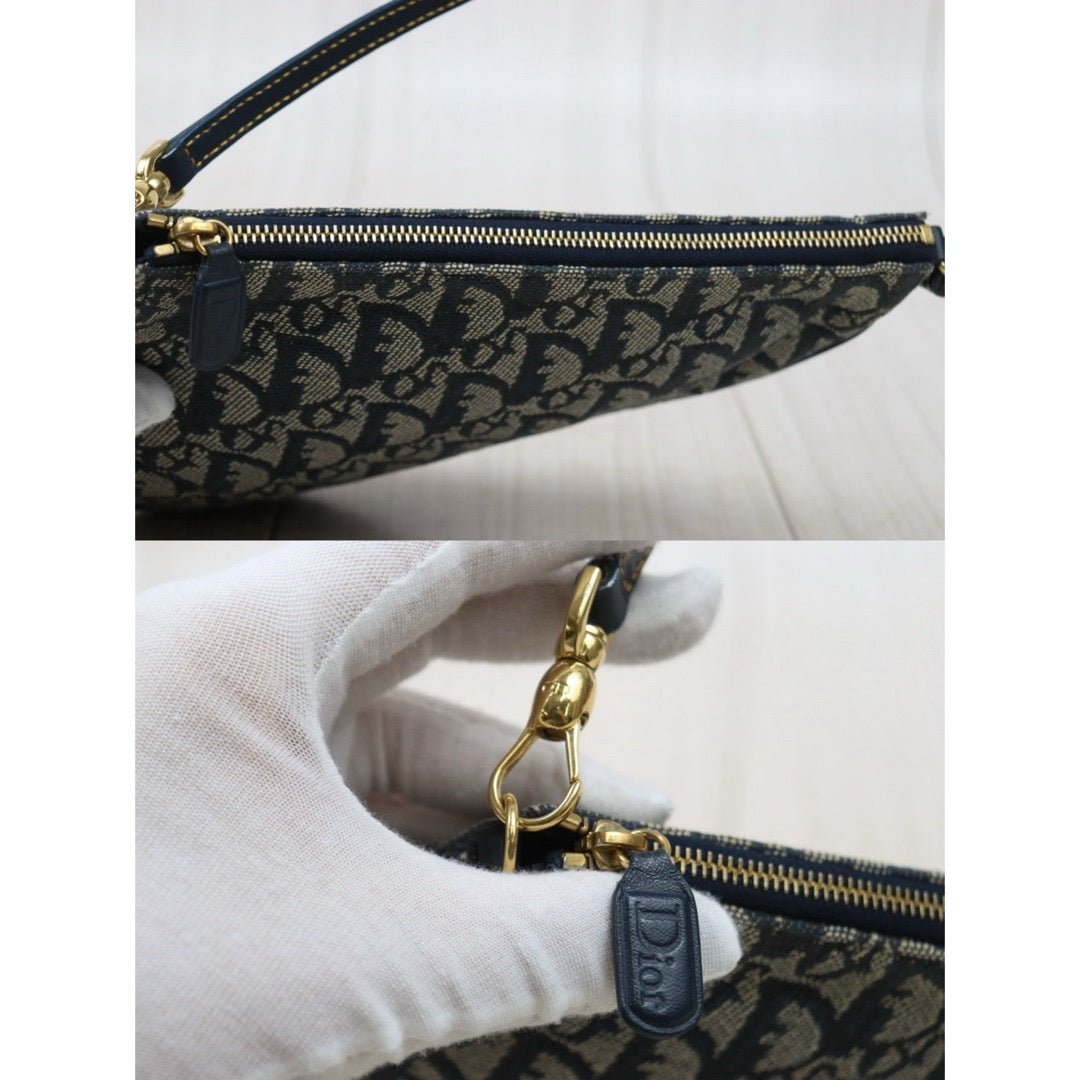 Good ( Rank AB) ｜ Dior Trotter Saddle Pochette Blue Shoulder Bag Small｜S25110433