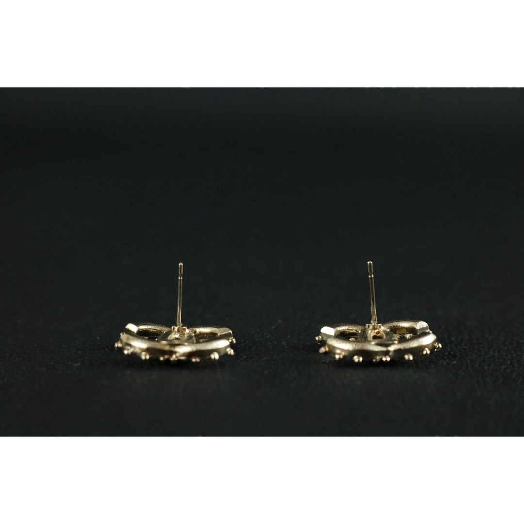 Include Authentic Detective Certificate of Authenticity｜Very Good ( Rank A) ｜ CHANEL C19C Coco Mark  Pearl Rhinestone Golden  Earrings Made In 2019Year｜S26022606