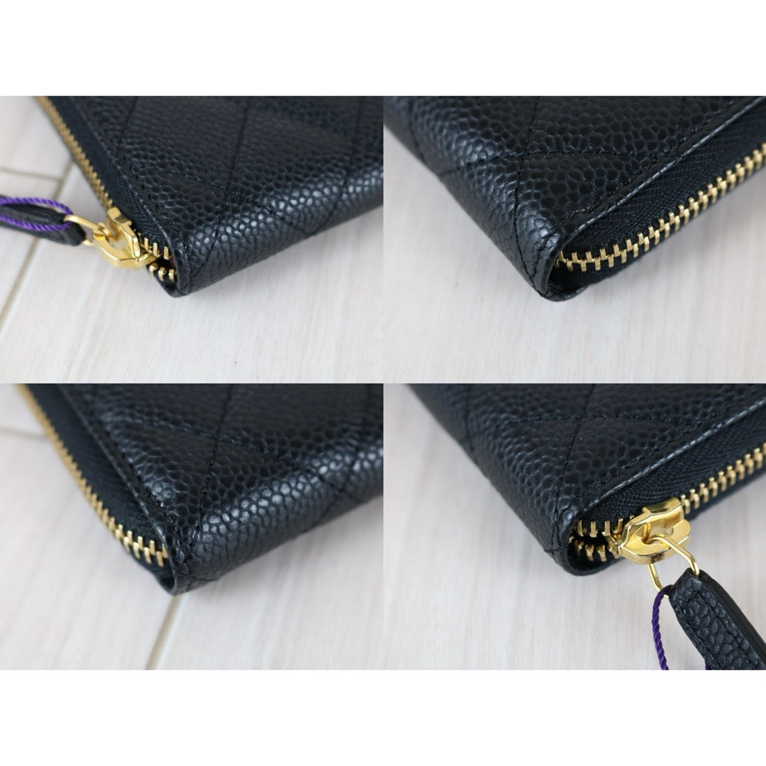 Excellent（Rank SA）｜Chanel Caviar Skin Black Long  Wallet Made In 2014-2015Year ｜X25101802