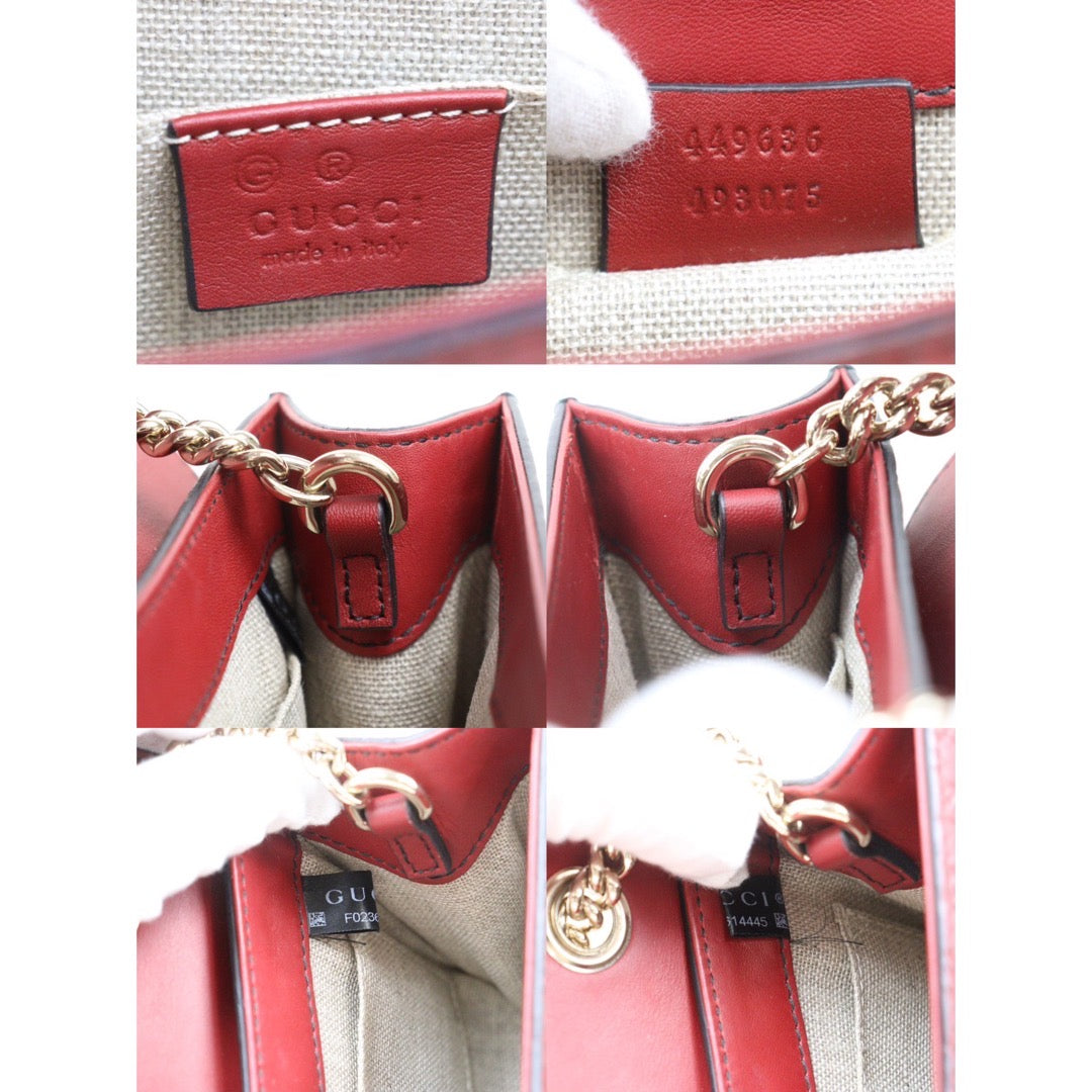 Rank AB ｜ GUCCI Leather Shoulder Bag Red｜V24060410