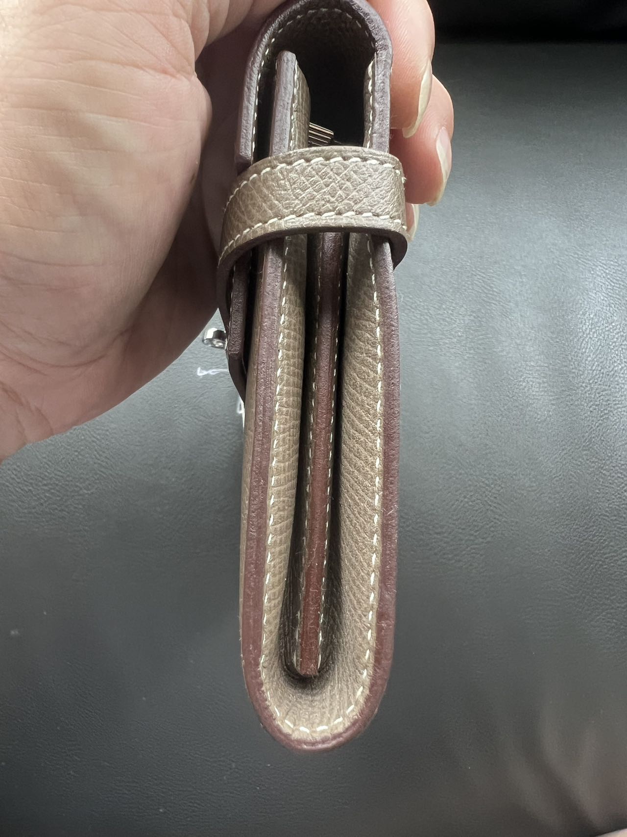 HERMES Epsom Kelly Wallet Gray C Stamp