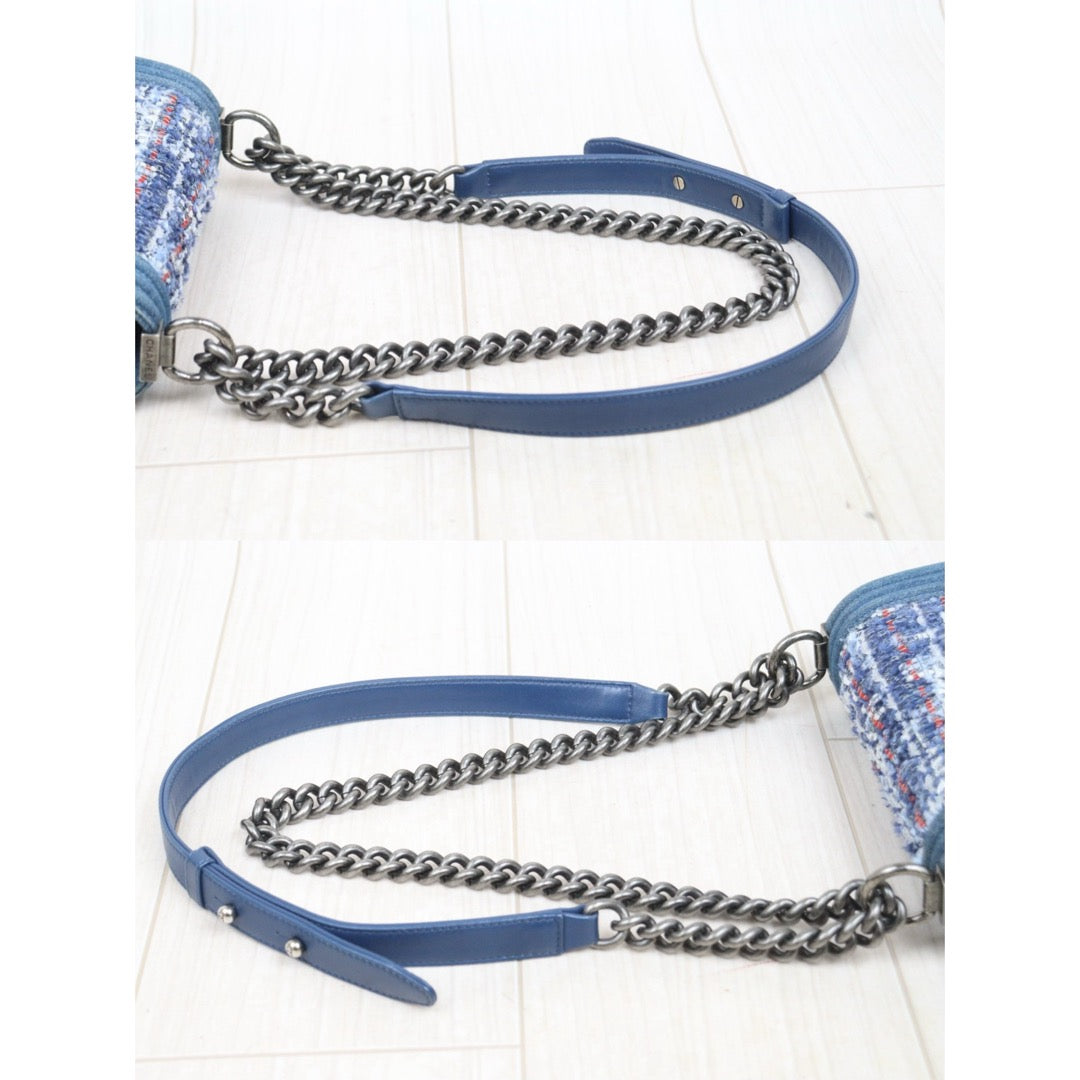 Good ( Rank AB) ｜CHANEL Denim Blue Tweed Weave Leboy20 Made in 2014Year｜Y25112504