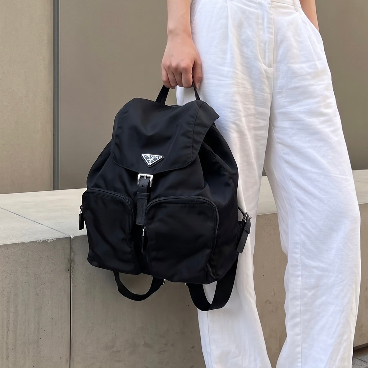 Include Entrupy Certificate of Authenticity｜Very Good ( Rank A) ｜Prada  Nylon Black Backpack Medium New Model｜S26080619