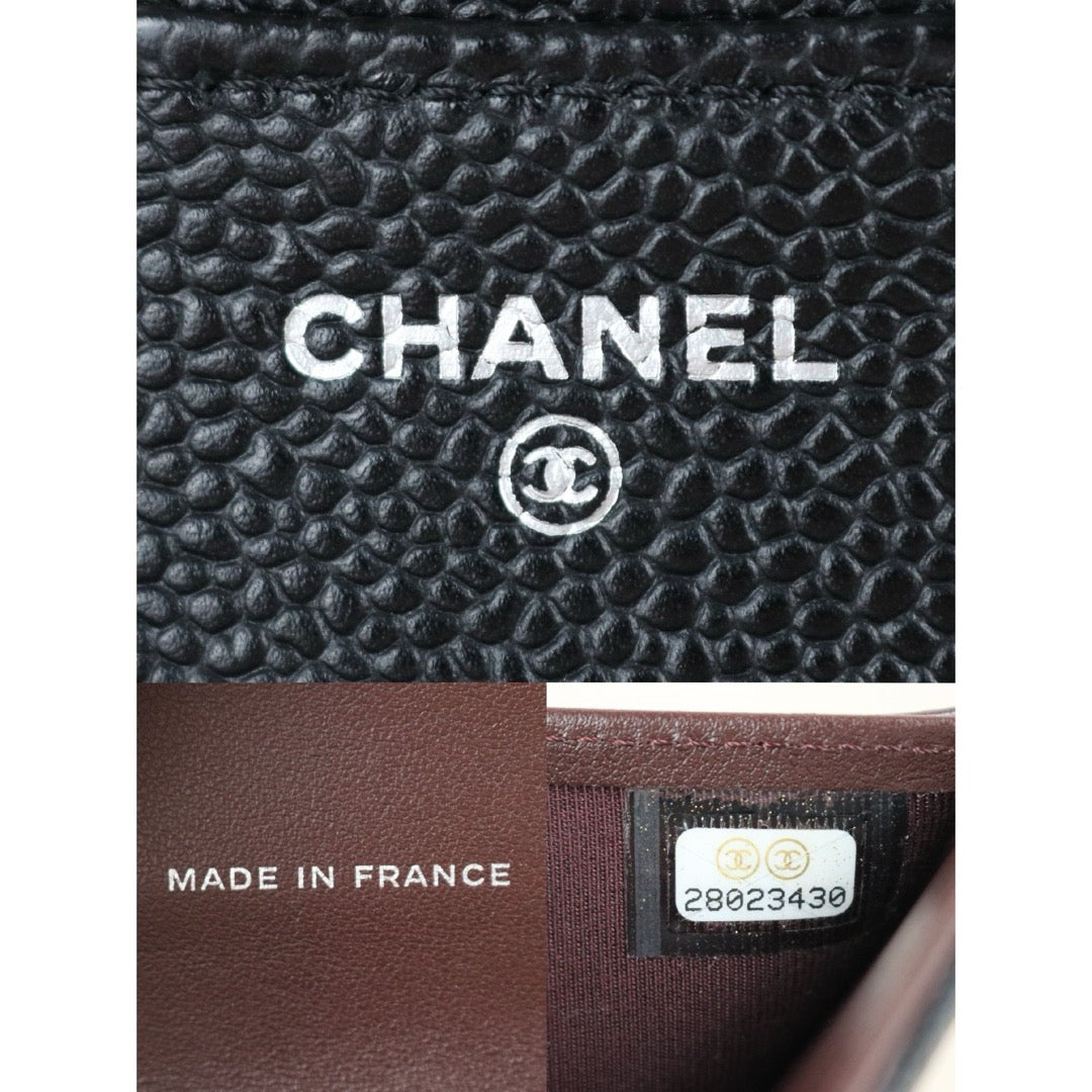 Include Entrupy Certificate of Authenticity｜Very Good ( Rank A)｜CHANEL Caviar Skin Black Wallet Made In 2019-2020Year｜X26052601