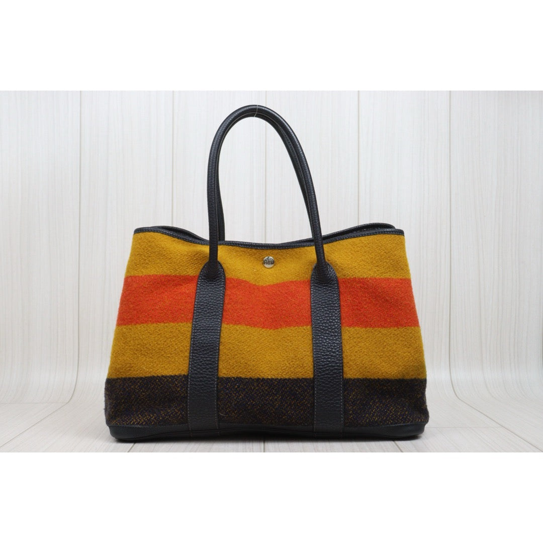 Include Entrupy Certificate of Authenticity｜Very Good ( Rank A)｜ HERMES Woolen Garden Party 36 Handbag □F Stamp Made In 2002 Year｜26041409