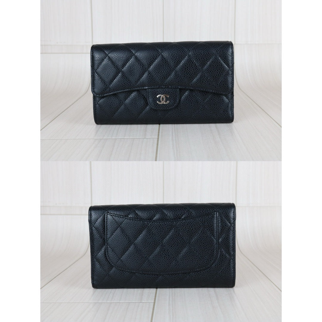 Very Good ( Rank A) ｜CHANEL Caviar Skin Black Long Wallet Made In 2014 Year｜S25040706