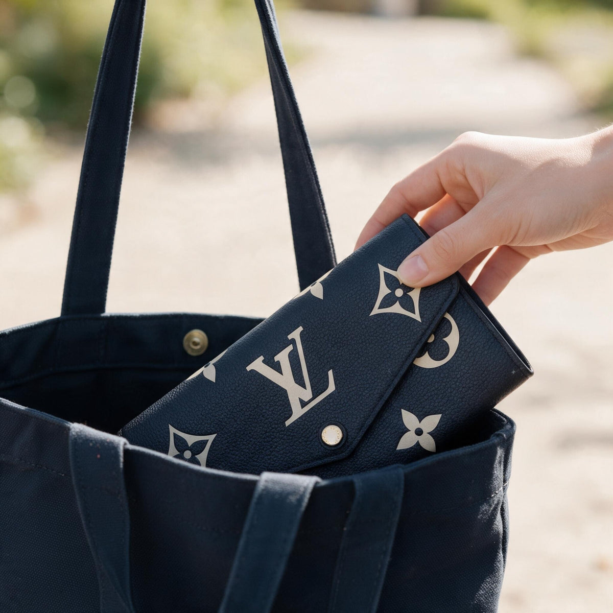 Official price: ¥147,400 JPY ｜ Include Entrupy Certificate of Authenticity｜Very Good ( Rank A)｜ Louis Vuitton Monogram Empreinte Long Wallet Black and Turtledove｜Z26100208