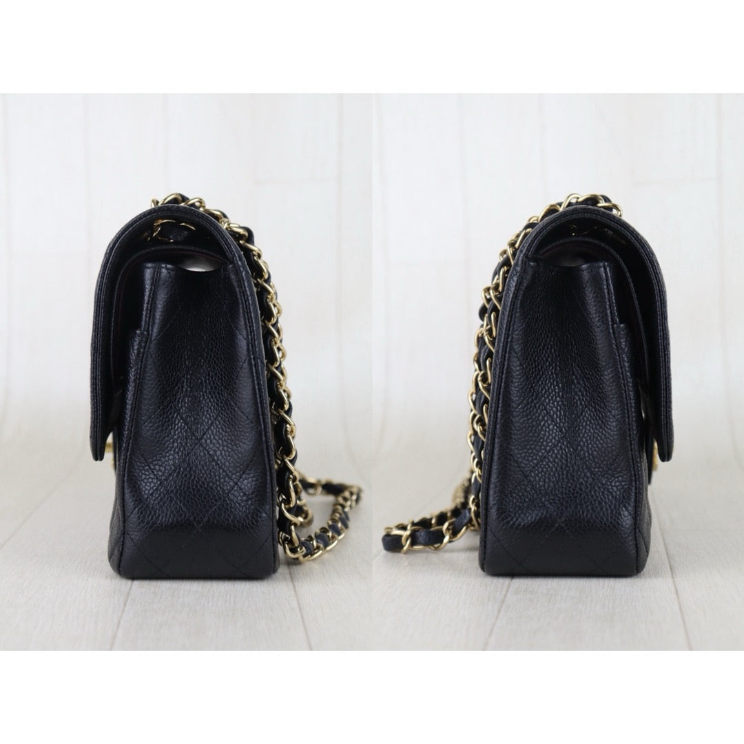 Include Entrupy Certificate of Authenticity｜Very Good ( Rank A)｜ CHANEL Caviar Skin Matrasse Chain Double Flap 25 Shoulder Bag Black Made In 2010-2011Year  ｜S26060202