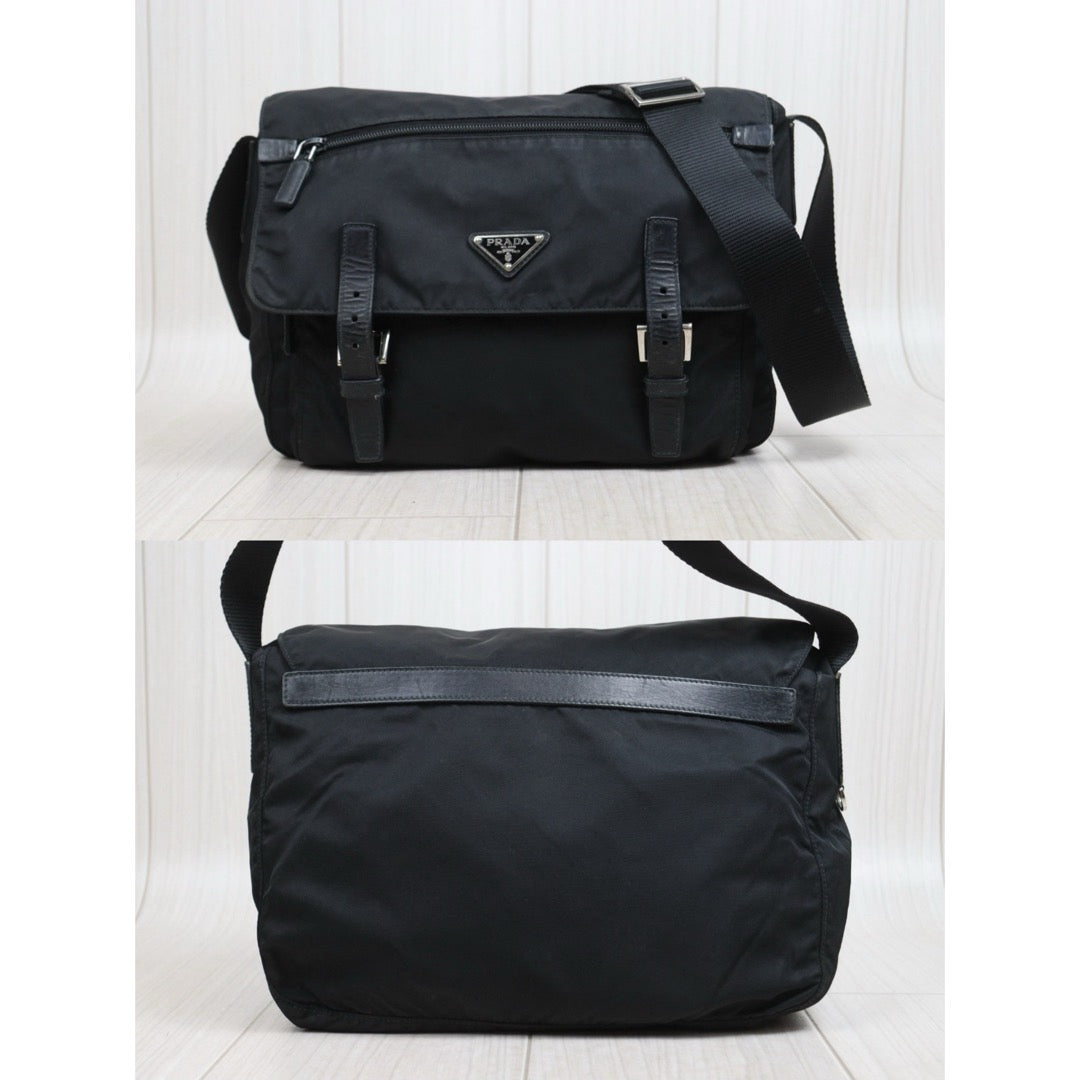 Include Entrupy Certificate of Authenticity｜Good ( Rank AB) ｜Prada  Nylon Black Shoulder Bag  Silver Hardware｜26050709