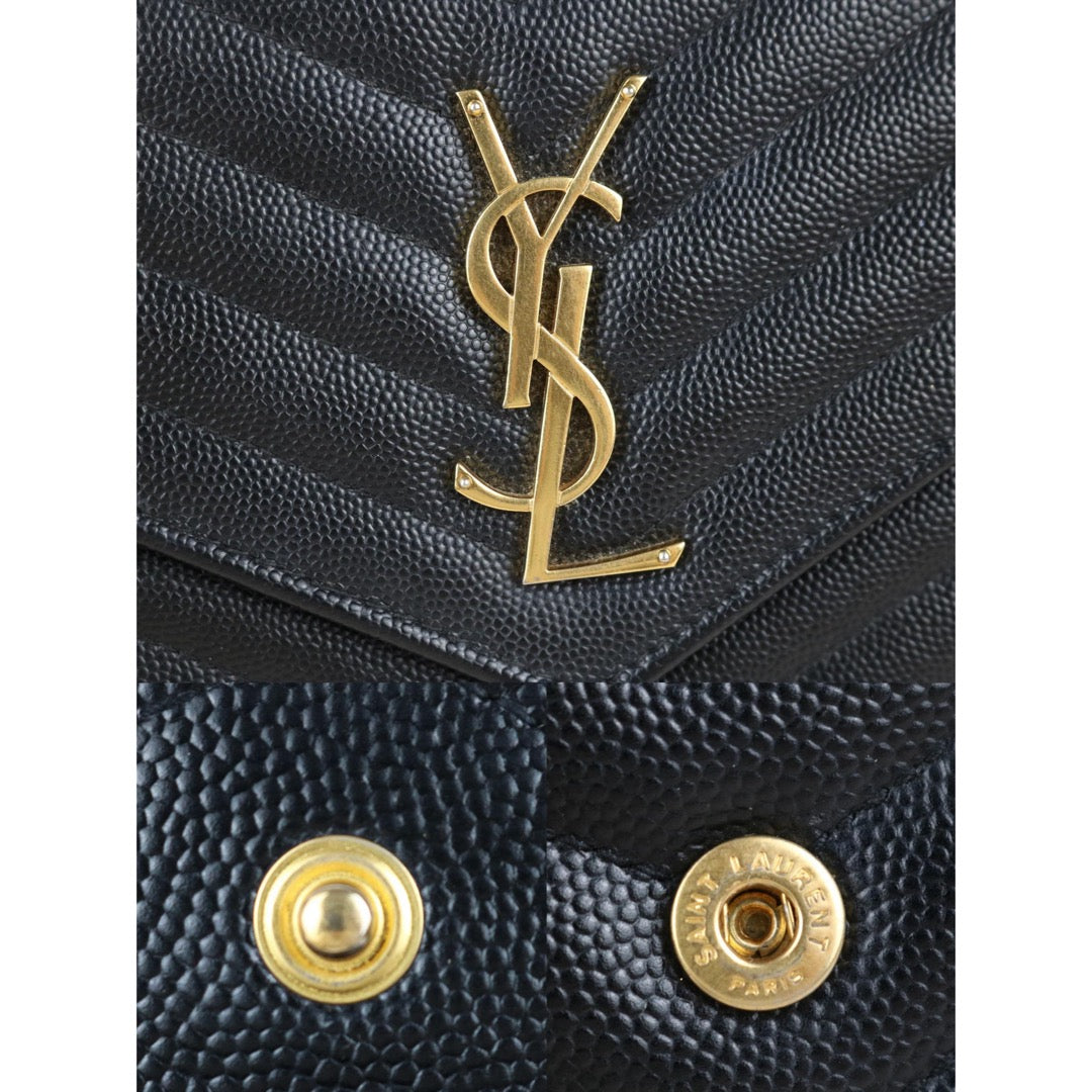 Include Entrupy Certificate of Authenticity｜Very Good ( Rank A)｜  Saint Laurent YSL Caviar Skin Shoulder Bag Black MM｜S26052501