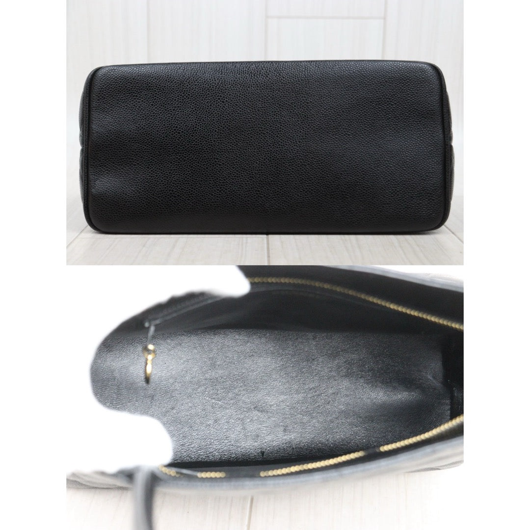 Very Good ( Rank A)｜ CHANEL Caviar Skin Calf Leather Tote Bag Black Made In 2002～2003Year｜25121005
