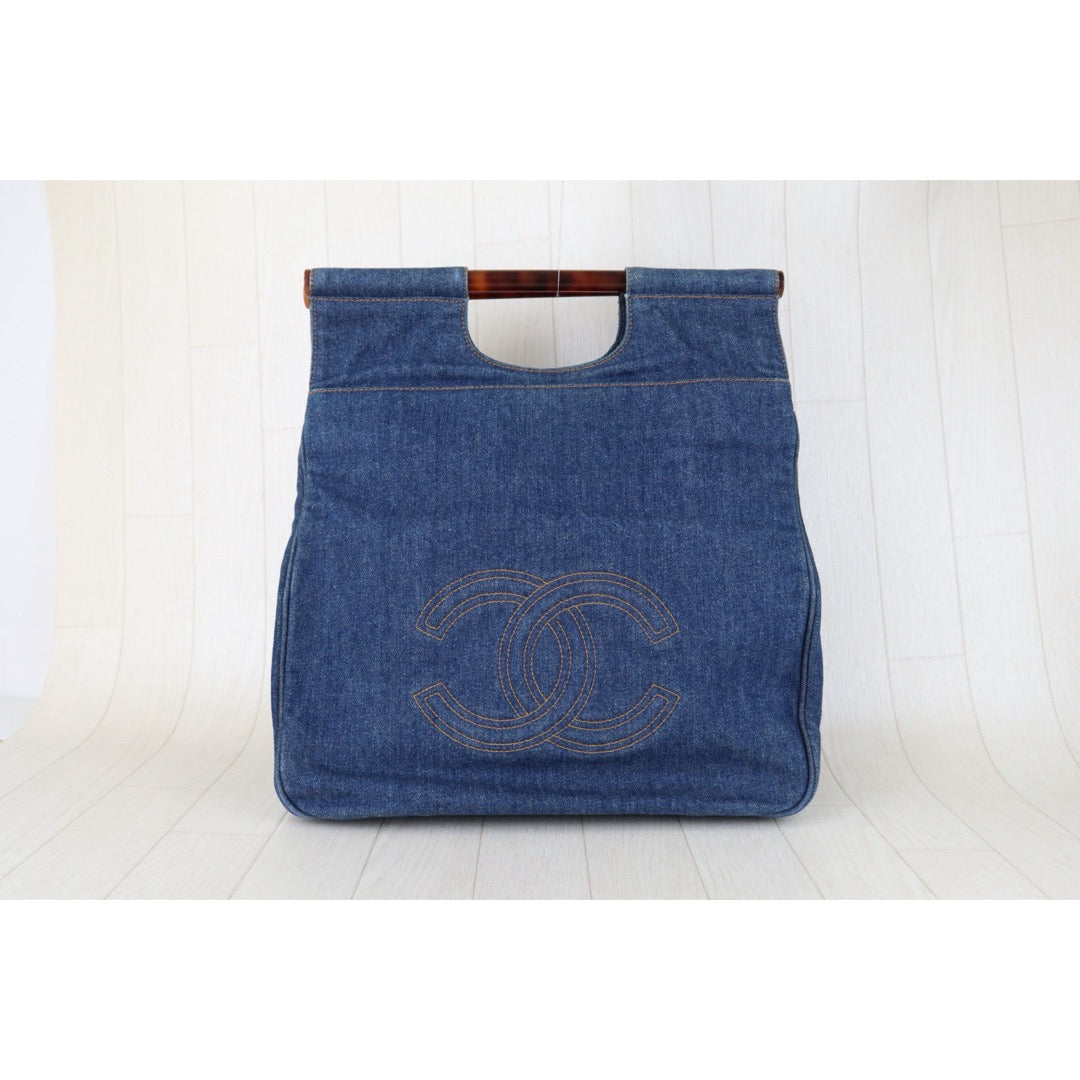 Very Good ( Rank A)｜ CHANEL Denim Hawksbill Turtle Tote Bag Made In 1996-1997Year｜H25112801