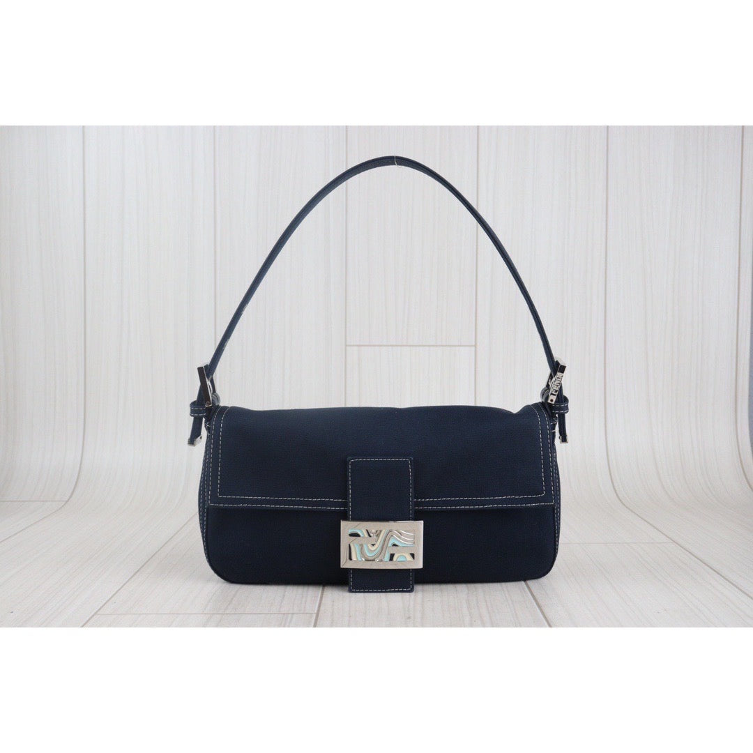 Rank A ｜  FENDI Denim Baguette Shoulder Bag  ｜23090906