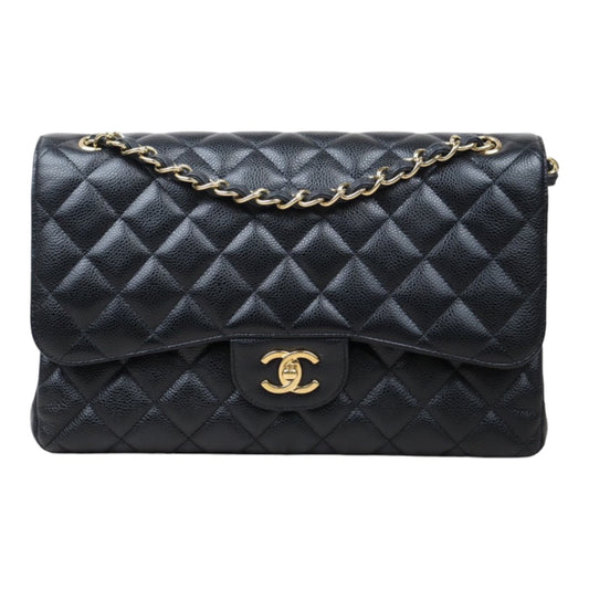 Rank A｜ CHANEL Caviar Skin Matrasse Double Flap 30 Shoulder Bag Black Made In 2012-2013 Year  ｜S24052210