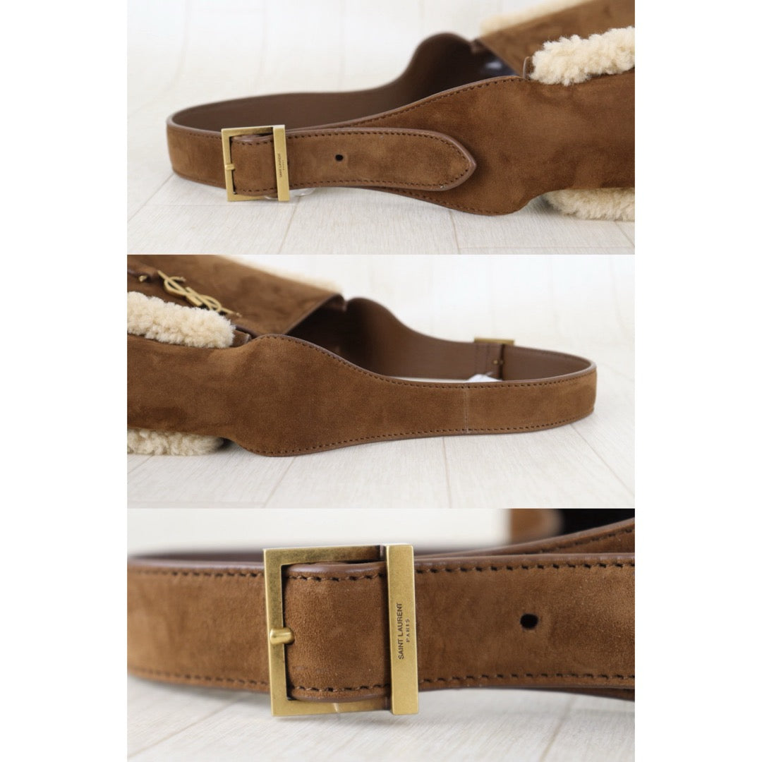 Include Entrupy Certificate of Authenticity｜Very Good ( Rank A)｜  Saint Laurent YSL Small Le5A7 Supple Hobo Bag in Suede and Shearling｜Z26092912