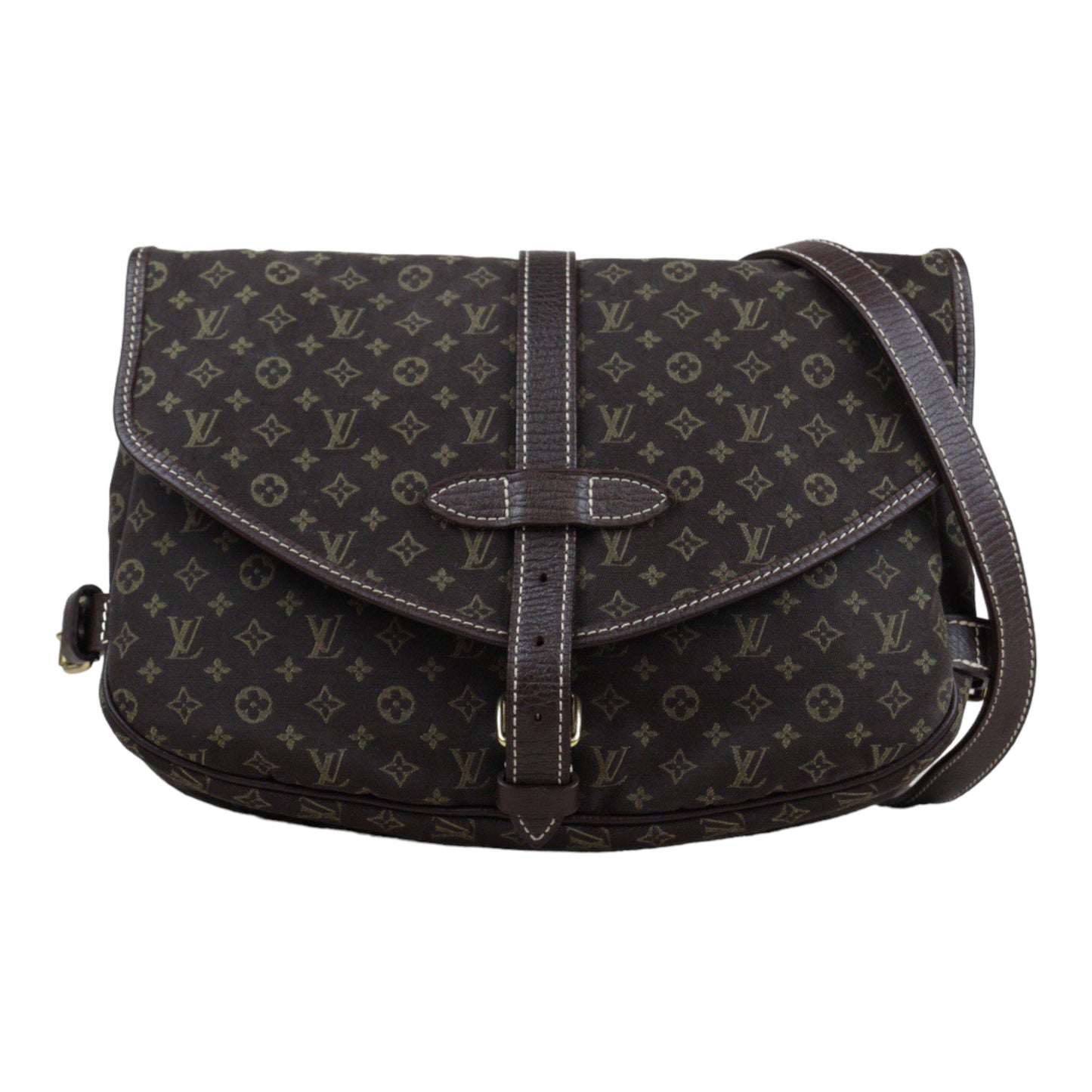 Rank A ｜LV Monogram Mini Run Saumur 30 Shoulder Bag Canvas Leather Brown｜24020115