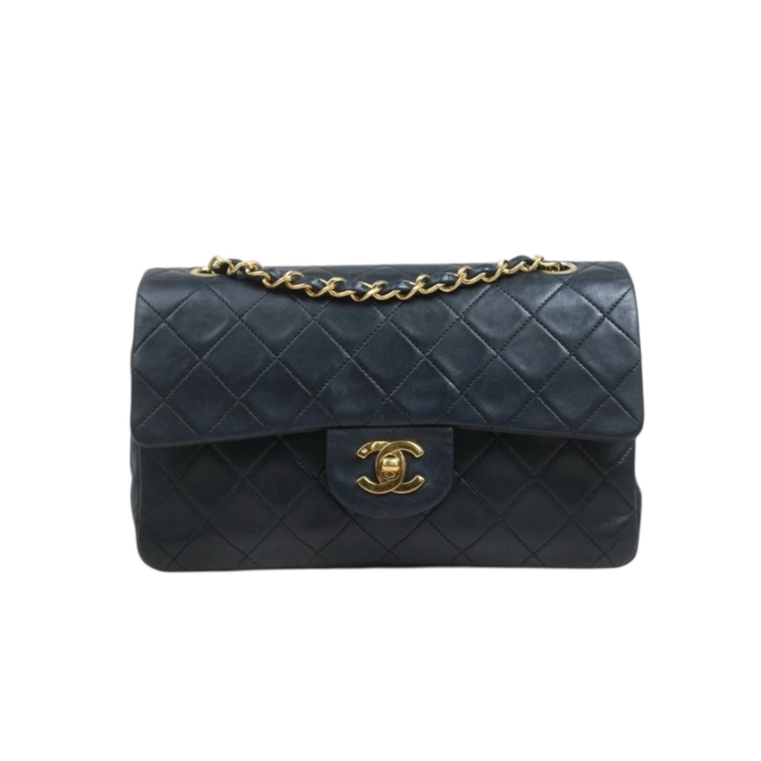 Include Entrupy Certificate of Authenticity｜Good ( Rank AB)｜ CHANEL Lamb Skin Matrasse Chain Double Flap 25 Shoulder Bag  Black Made In 1989-1991 Year｜S26083009