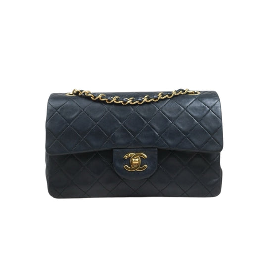 Include Entrupy Certificate of Authenticity｜Good ( Rank AB)｜ CHANEL Lamb Skin Matrasse Chain Double Flap 25 Shoulder Bag  Black Made In 1989-1991 Year｜S26083009