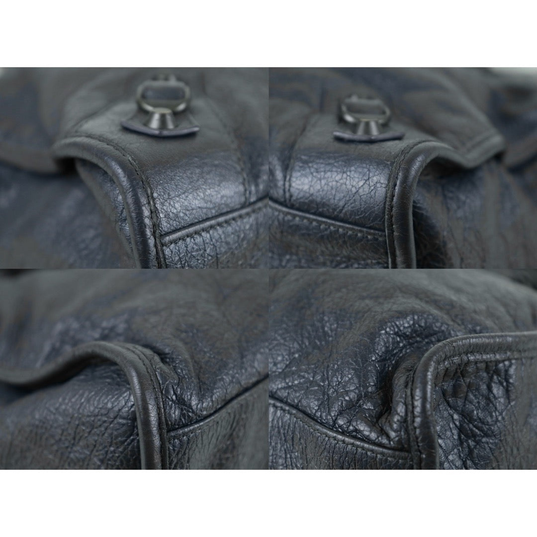 Include Entrupy Certificate of Authenticity｜Good ( Rank AB)｜Balenciaga Waxed Leather Classic City MM Grey HandBag Shoulder Bag ｜S26060108