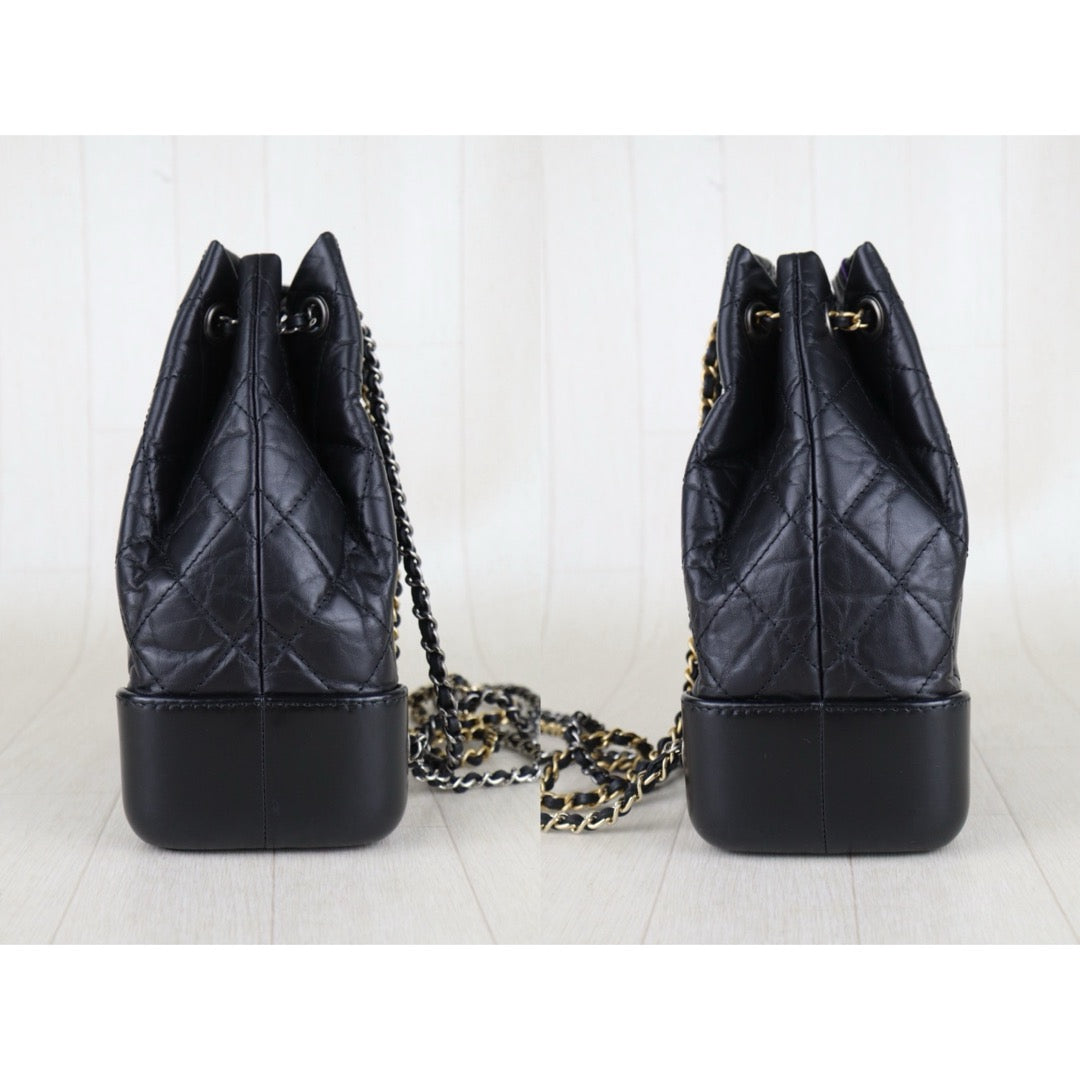 Include Entrupy Certificate of Authenticity｜Very Good ( Rank A)｜ CHANEL Gabrielle Calfskin Chain Backpack Black Made In 2017-2018Year｜S26072548