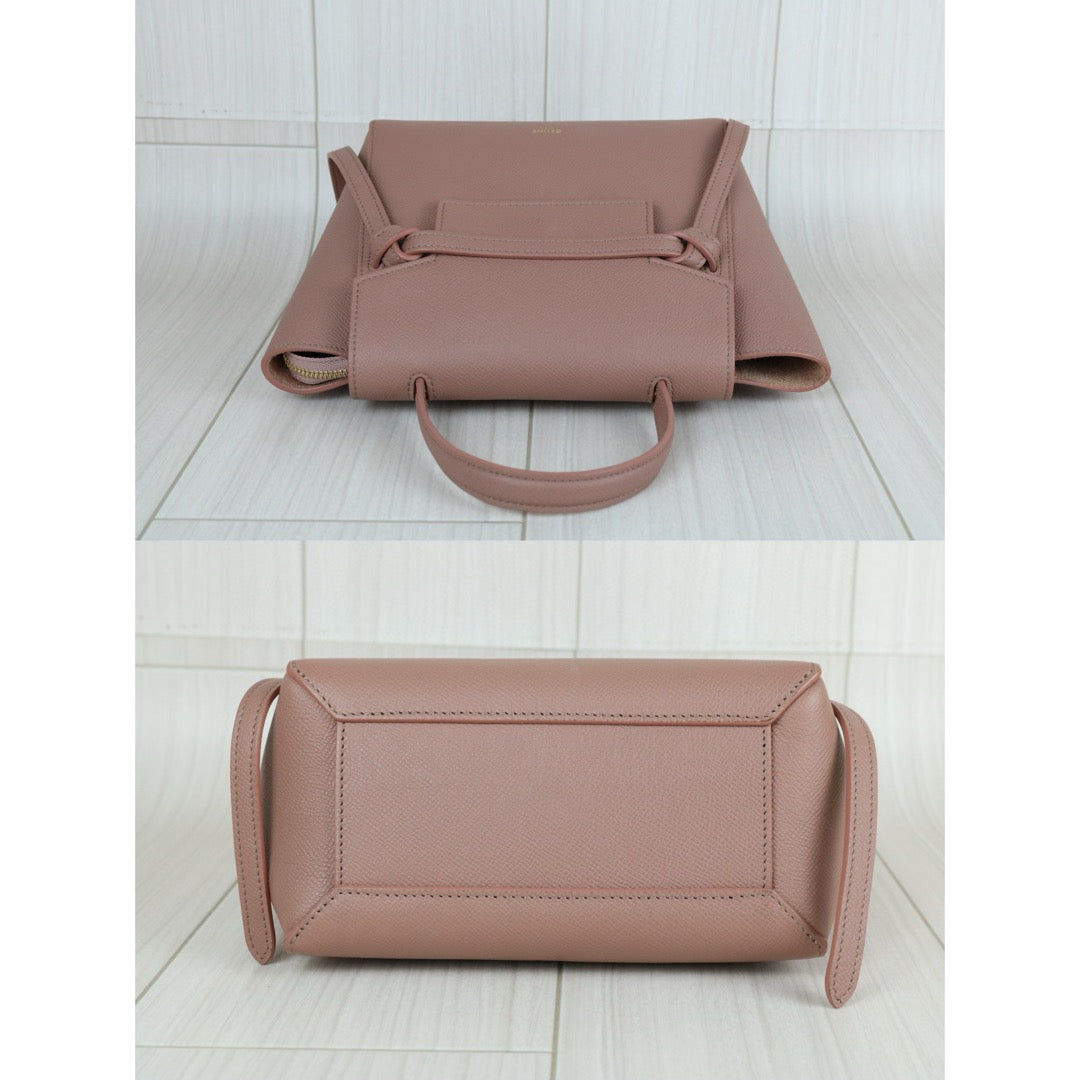 Very Good ( Rank A)｜CELINE Leather Calf Belt Nano Handbag Shoulder Bag Desert Rose｜S25042811