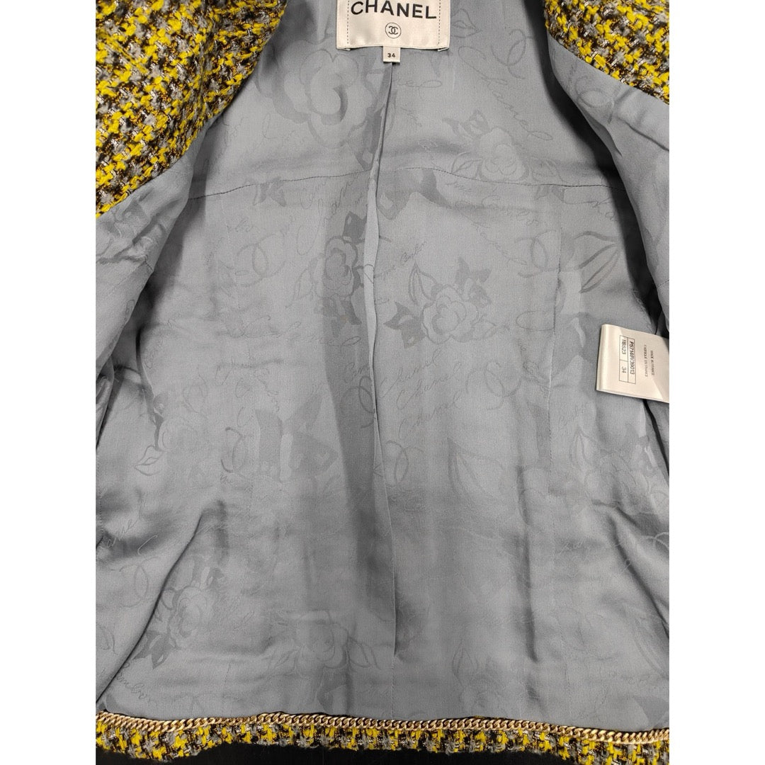 Very Good ( Rank A) ｜ CHANEL 17B Rayon Tweed Yellow Coat 34 size  ｜W25102106