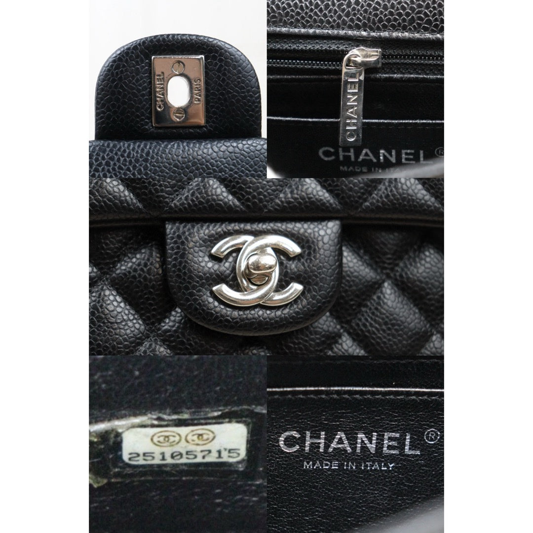 Very Good ( Rank A)｜ CHANEL Caviar Skin Matrasse Single Flap 20 Shoulder Bag Black Made In 2018 Year  ｜S24121805