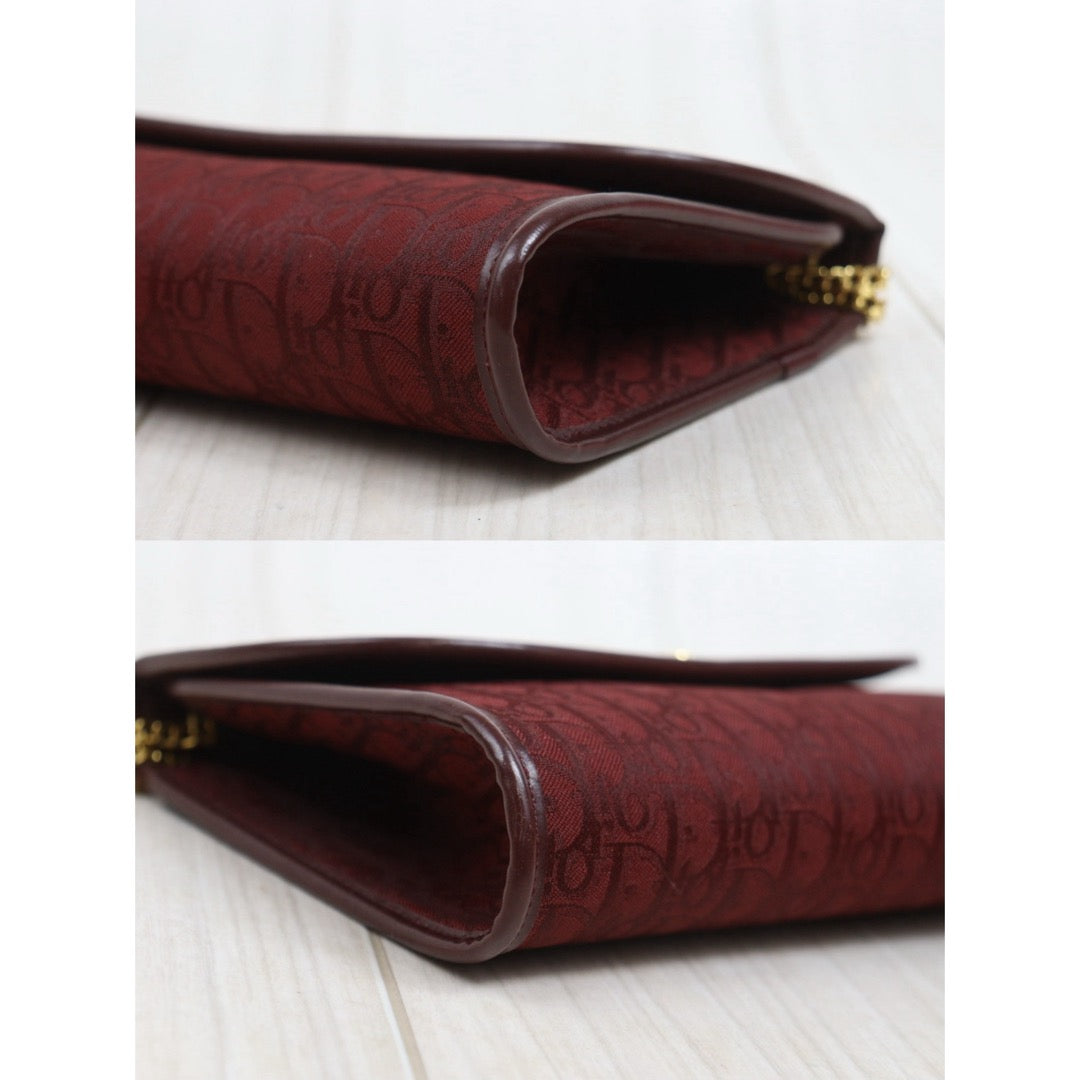 Include Entrupy Certificate of Authenticity｜Very Good ( Rank A)｜Dior Oblique Chain Bag  Burgundy｜26091402