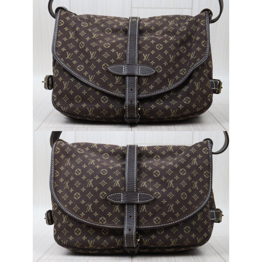 Rank AB｜LV Monogram Mini Run Saumur  Shoulder Bag Canvas Leather Brown｜24053011
