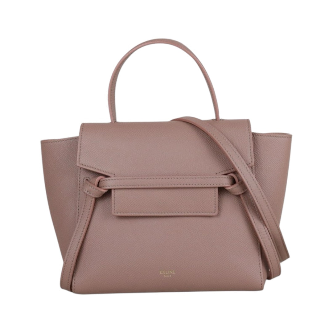 Very Good ( Rank A)｜CELINE Leather Calf Belt Nano Handbag Shoulder Bag Desert Rose｜S25042811