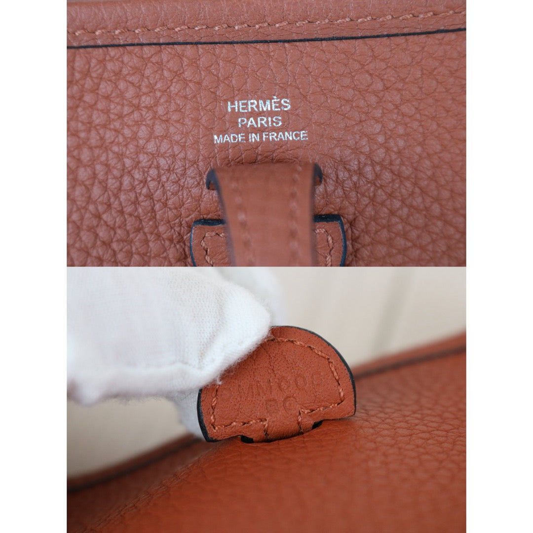 Include Entrupy Certificate of Authenticity｜Very Good ( Rank A)｜ Full Set HERMES Clemence Leather Mini Evelyn 16 Shoulder Bag Potiron D Stamp Made In 2019Year｜X26030702