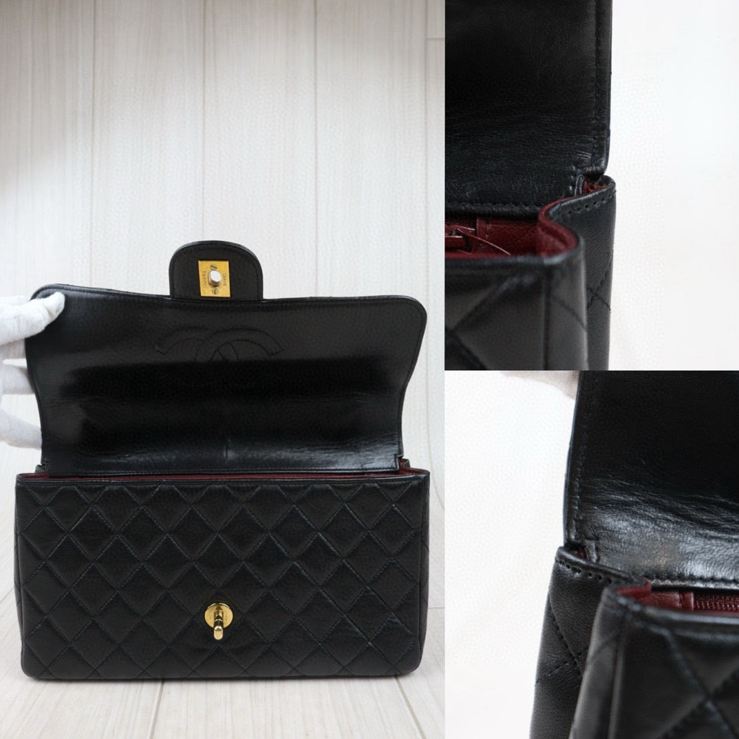 Good ( Rank AB)｜CHANEL Coco Handle Lamb Skin Handbag Black  Made In 1991-1994Year｜P24073008