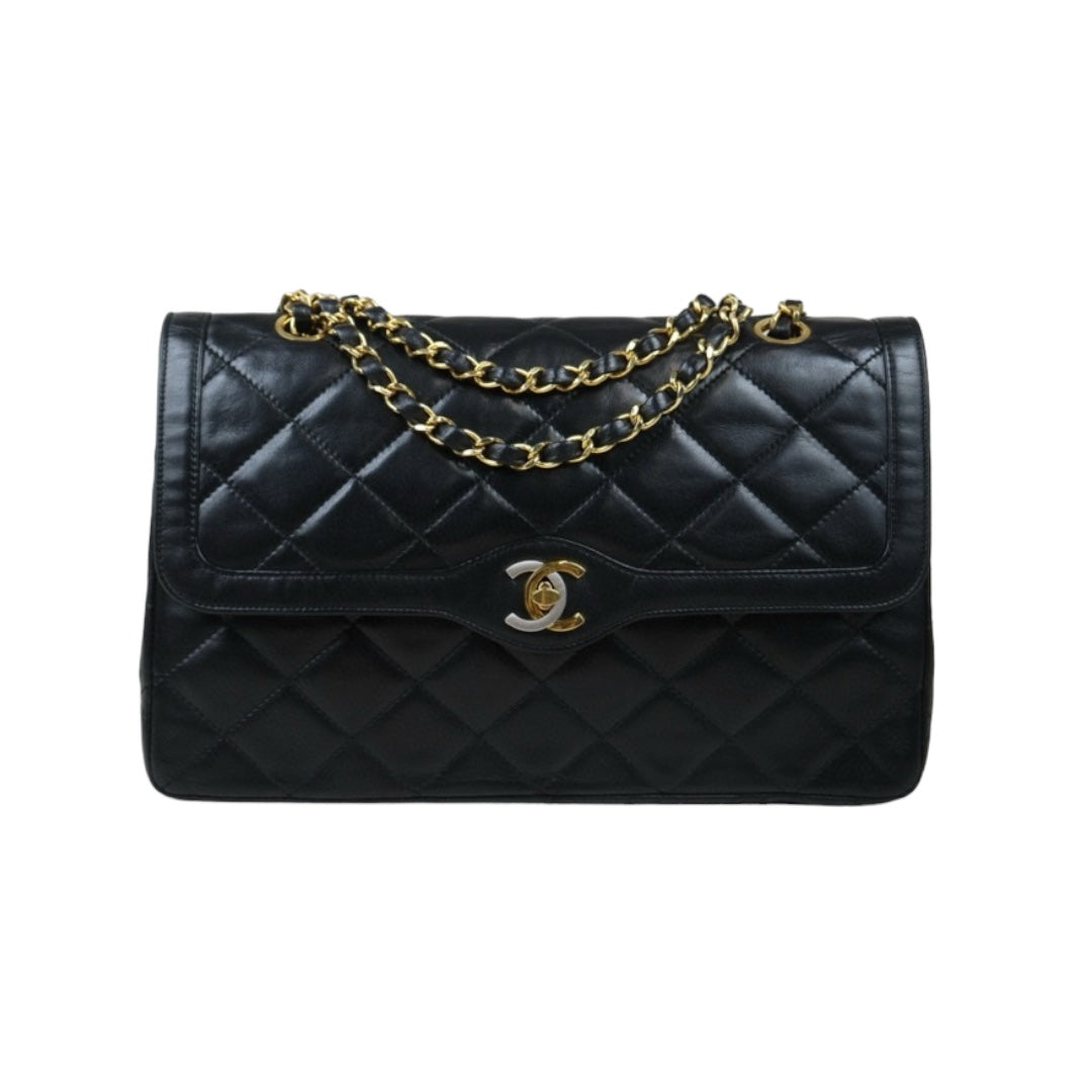 Rank A ｜ CHANEL Paris Limited Series Matrasse Classic Double Flap 28 Shoulder Bag Black Made In 1986-1988Year｜24071906