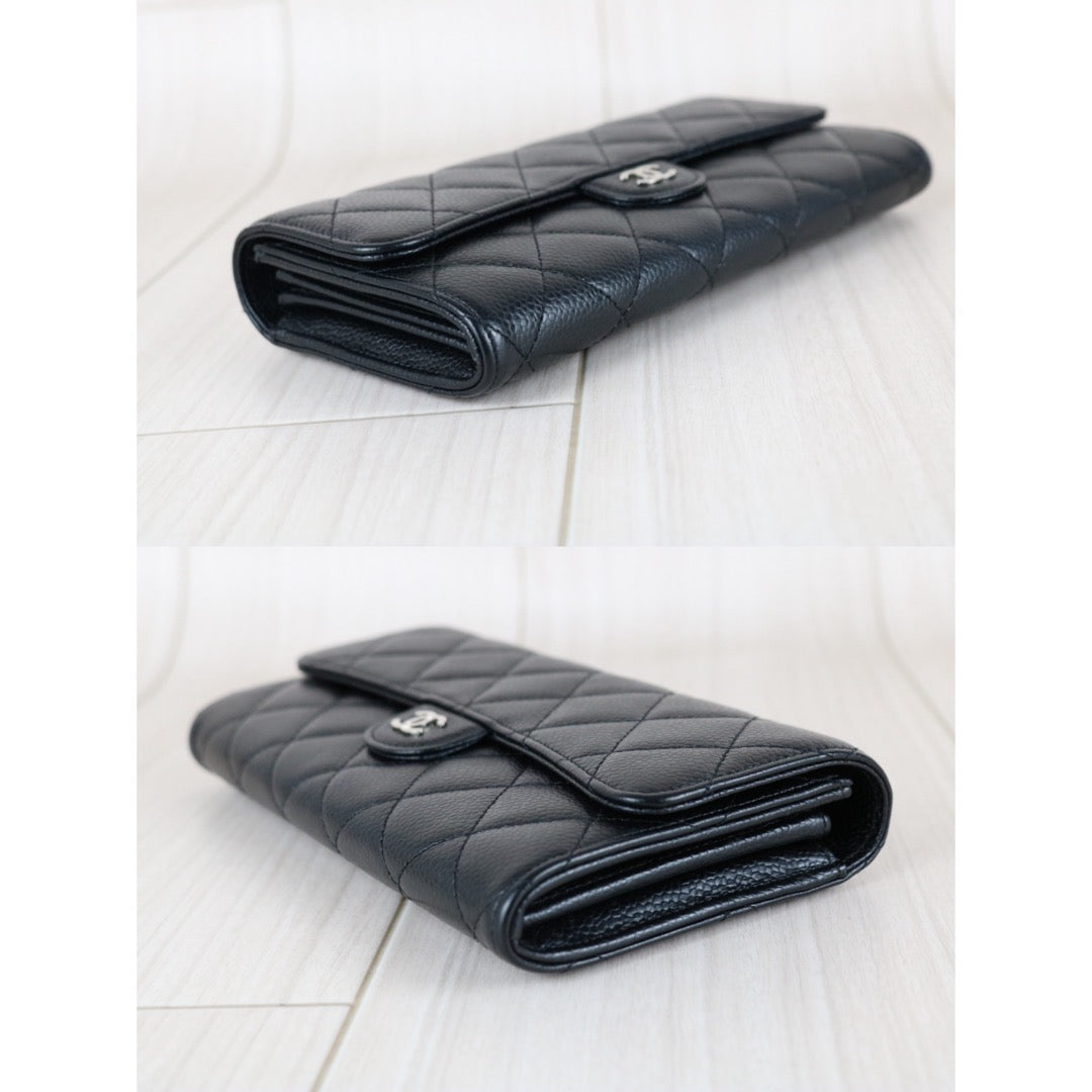 Very Good ( Rank A)｜CHANEL Caviar Skin Black Long Wallet Made In 2016-2017Year｜S26021401