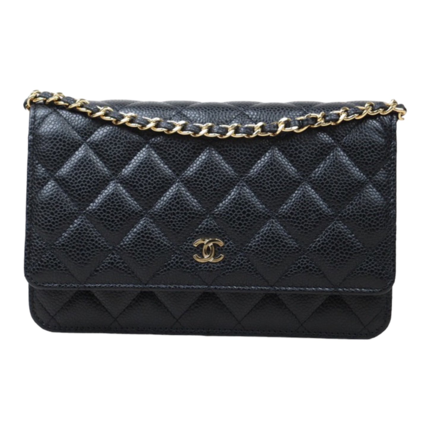 Rank SA｜ CHANEL Matelasse Caviar Skin Chain Wallet Black Gold Hardware Made in 2020-2021 Year ｜S24052208